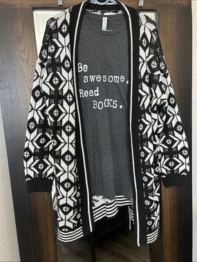 Maurices Black & White Open-Front Cardigan size XL
